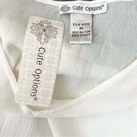 NWT Boho Chic White & Olive Green Maxi Dress Size Medium - Picture 6 of 8